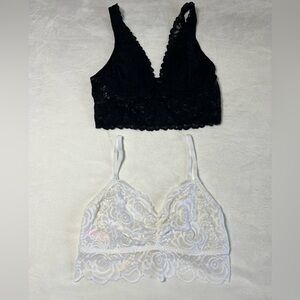 Victoria's Secret Pink  Black and White‎ Lace Bralette Duo